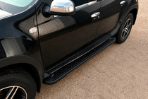 Renault Duster 2008–2017 гг. Боковые Подножки Allmond Black (2 шт., Алюминий) фото 1