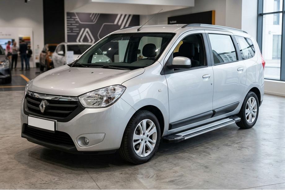 Renault Lodgy 2013-2022 гг. Боковые Подножки Rainbow (2 шт., Алюминий) Image