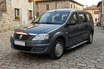 Dacia Logan MCV 2004-2014 гг. Боковые Подножки Sunrise (2 шт., Алюминий) фото 3