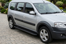 Dacia Logan MCV 2004-2014 гг. Боковые пороги Bosphorus Black (2 шт., алюминий) фото 1