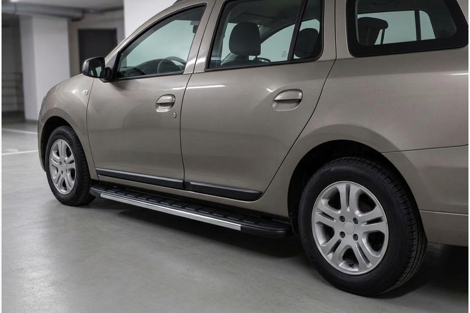 Renault Logan MCV 2013-2022 гг. Боковые Подножки Duru (2 шт., Алюминий) Image