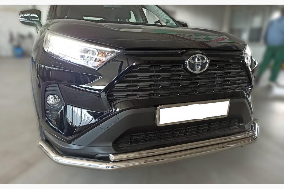 Toyota Rav 4 2019–2025 гг. Передняя защита F3-10 (нержавейка) Image