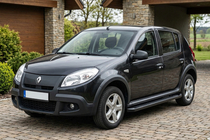 Dacia Sandero 2007-2013 гг. Боковые Подножки Allmond Black (2 шт., Алюминий) фото 1