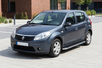 Dacia Sandero 2007-2013 гг. Боковые Подножки Maydos V1 (2 шт., Алюминий и Нержавейка) фото 1