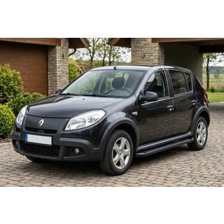 Боковые Подножки Allmond Black (2 шт., Алюминий) Renault Sandero 2007-2013 гг. фото 1