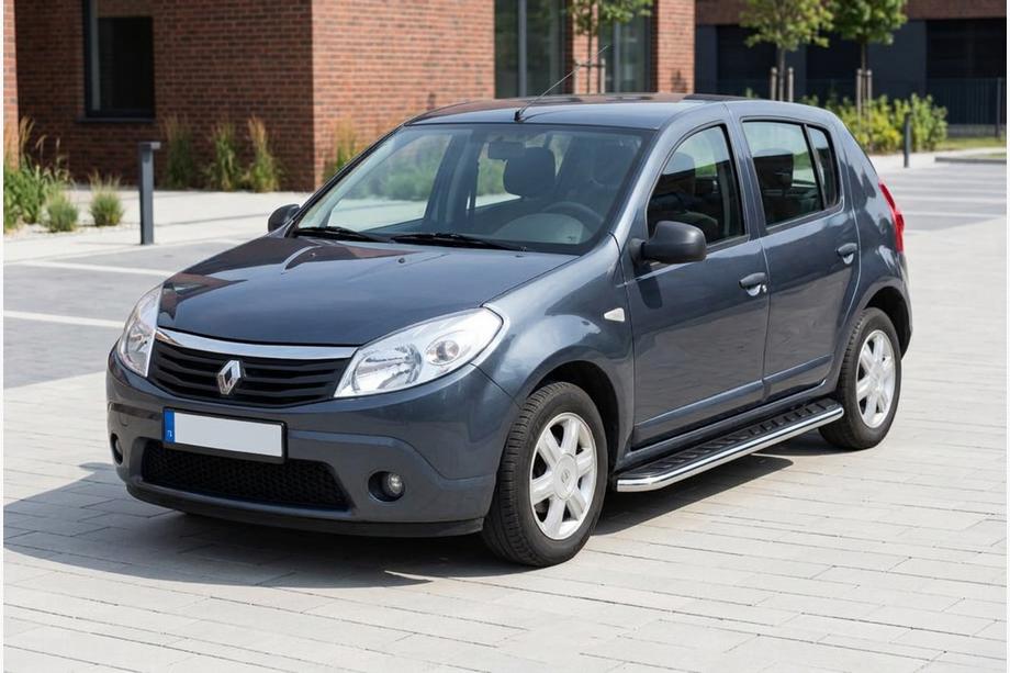 Renault Sandero 2007-2013 гг. Боковые Подножки Maydos V1 (2 шт., Алюминий и Нержавейка) Image
