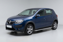Dacia Sandero 2013-2020 гг. Боковые Подножки Maydos V1 (2 шт., Алюминий и Нержавейка) фото 1