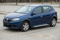 Renault Sandero 2013-2022 гг. Боковые Подножки Rainbow (2 шт., Алюминий) фото 1