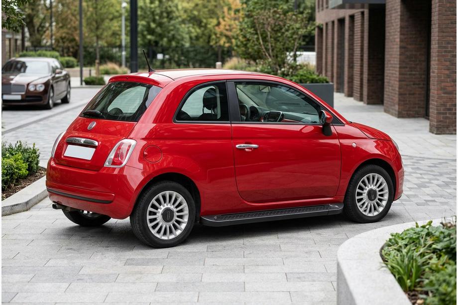 Fiat 500/500L 2013-2022 гг. Боковые Подножки Allmond Black (2 шт., Алюминий) Image