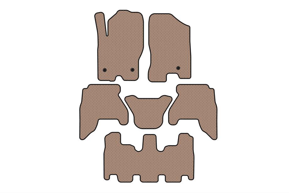 Nissan Pathfinder R51 2005-2014 гг. Резиновые коврики Carsuit V1 (3 ряда, бежевые, 2010-2014) Image