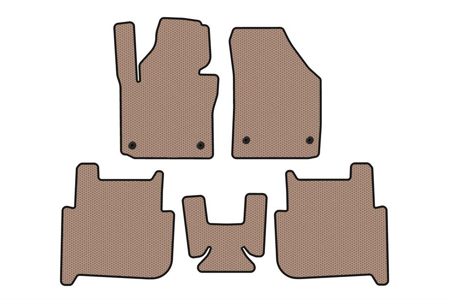 Volkswagen Touran 2003-2010 гг. Резиновые коврики Carsuit (2 ряда, 2006-2010, 7-местный, бежевые) Image