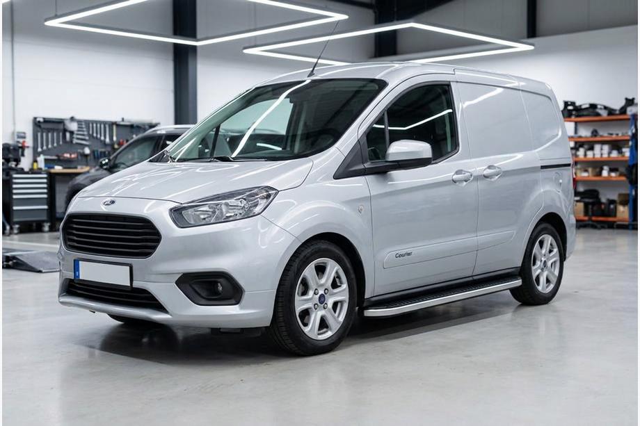 Ford Courier 2014-2023 гг. Боковые Подножки Tayga Grey (2 шт., Алюминий) Image