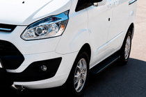 Ford Custom 2013-2022 гг. Боковые Подножки Allmond Black (2 шт., Алюминий) фото 1