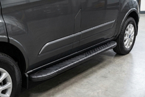 Ford Custom 2013-2022 гг. Боковые пороги Bosphorus Black (2 шт., алюминий) фото 1