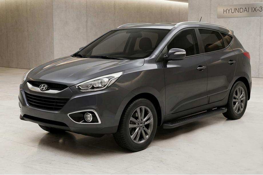 Hyundai IX-35 2010-2015 гг. Боковые Подножки Allmond Black (2 шт., Алюминий) Image