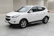 Hyundai IX-35 2010-2015 гг. Боковые пороги RedLine V1 (2 шт., алюминий) фото 1