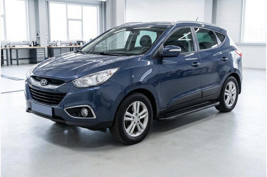 Hyundai IX-35 2010-2015 гг. Боковые пороги Bosphorus Black (2 шт., алюминий) Image