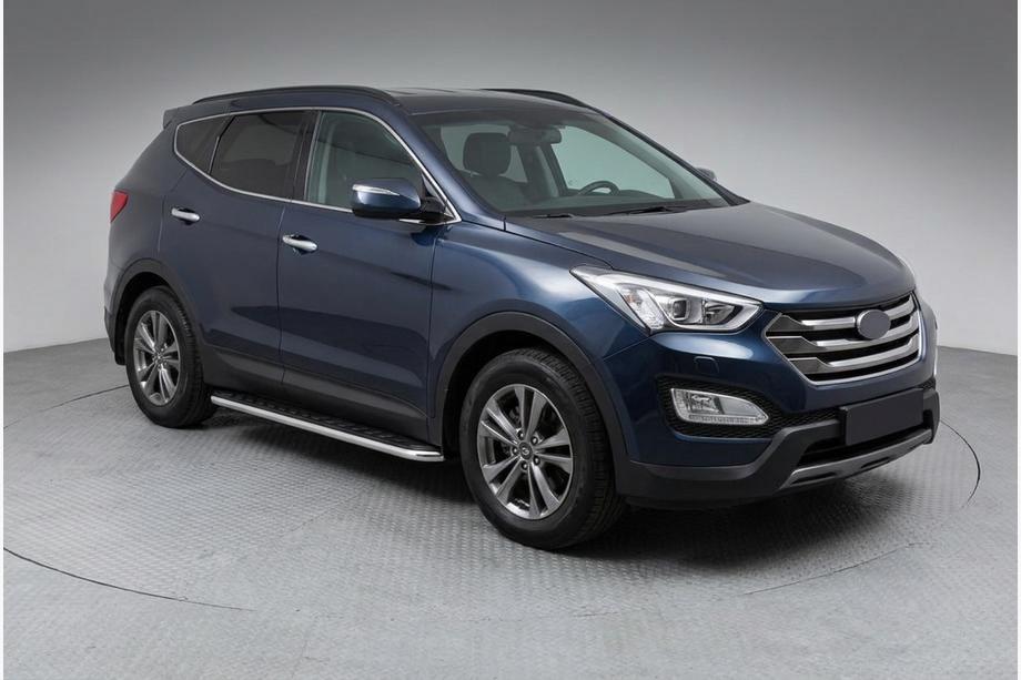 Hyundai Santa Fe 3 2012-2018 гг. Боковые Подножки Maydos V1 (2 шт., Алюминий и Нержавейка) Image