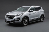 Hyundai Santa Fe 3 2012-2018 гг. Боковые пороги Bosphorus Black (2 шт., алюминий) фото 1