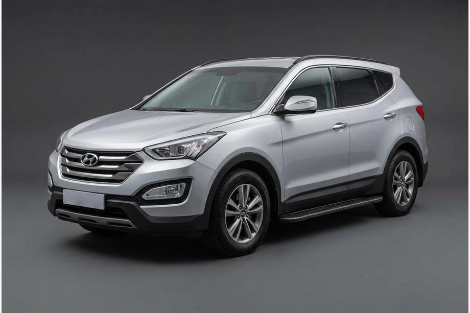 Hyundai Santa Fe 3 2012-2018 гг. Боковые пороги Bosphorus Black (2 шт., алюминий) Image