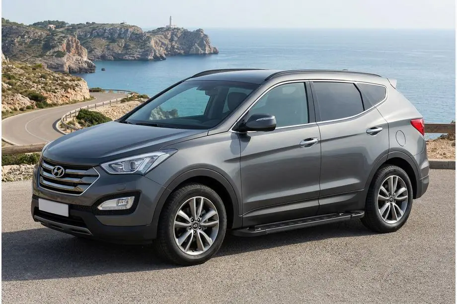 Hyundai Santa Fe 3 2012-2018 гг. Боковые Подножки RedLine Black (2 шт., Алюминий) Image
