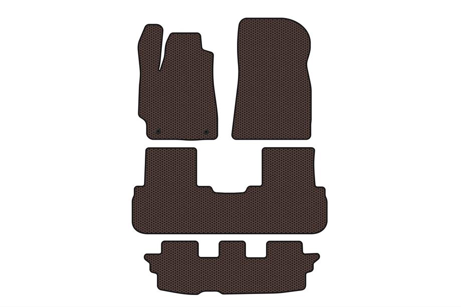 Toyota Highlander 2008-2013 гг. Резиновые коврики Carsuit (2 ряда, коричневые) Image