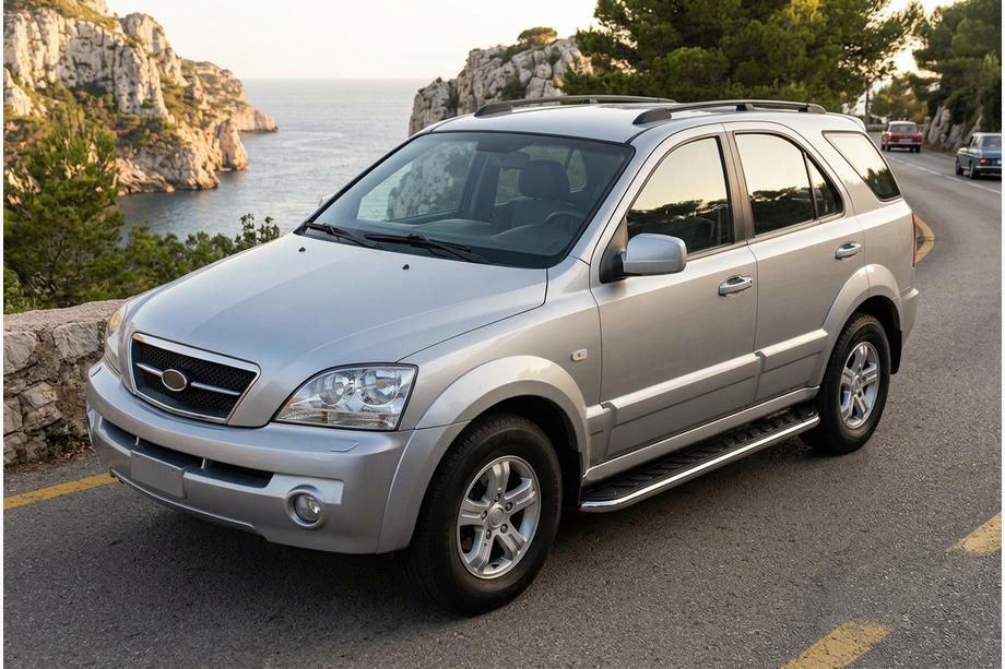 Kia Sorento I BL 2002-2009 гг. Боковые Подножки Maydos V1 (2 шт., Алюминий и Нержавейка) Image