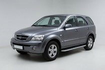 Kia Sorento I BL 2002-2009 гг. Боковые Подножки Tayga Grey (2 шт., Алюминий) фото 1