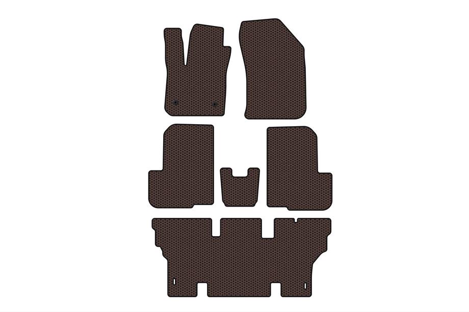 Dacia Lodgy 2012-2022 гг. Резиновые коврики Carsuit (3 ряда, 7-местный, коричневый) Image
