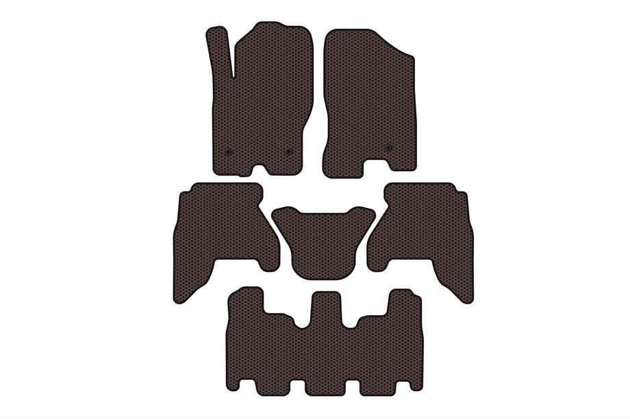 Nissan Pathfinder R51 2005-2014 гг. Резиновые коврики Carsuit V1 (3 ряда, коричневые, 2010-2014) Image