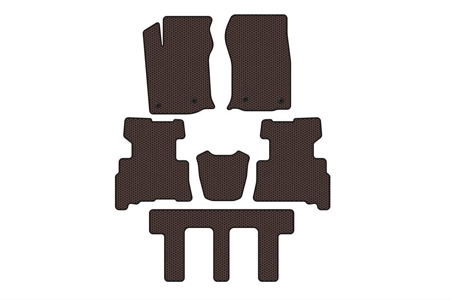 Toyota 4Runner 2009-2024 гг. Резиновые коврики Carsuit (3 ряда, 2014-2024, 7-местный, коричневый) Image