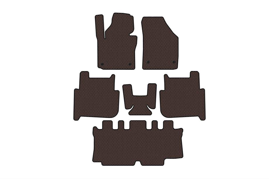 Volkswagen Touran 2003-2010 гг. Резиновые коврики Carsuit (3 ряда, 2006-2010, 7-местный, коричневый) Image