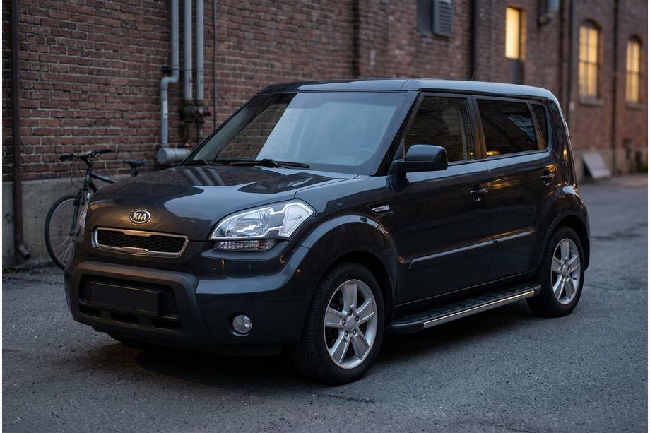 Kia Soul I 2008-2013 гг. Боковые Подножки Duru (2 шт., Алюминий) Image