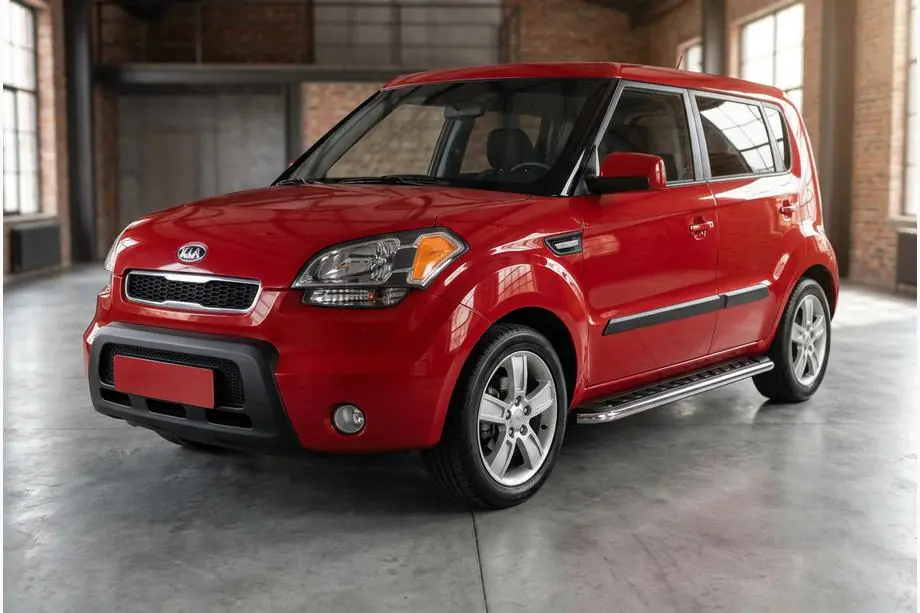 Kia Soul I 2008-2013 гг. Боковые Подножки Maydos V1 (2 шт., Алюминий и Нержавейка) Image