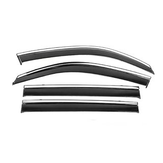 Ветровики с хромированным молдингом Niken Luxury (4 шт) Toyota Land Cruiser 200 2007-2021 гг. фото 2