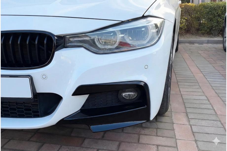 BMW 3 серия F30/F31 2012-2019 гг. Угловые накладки на передний бампер JIE Flap (для M-Sport, ABS) Фото 1