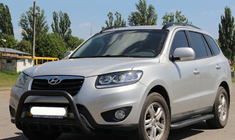 Hyundai Santa Fe 2 2006-2012 гг. Кенгурятник WT003 Черный (Нержавеющая сталь) фото 4