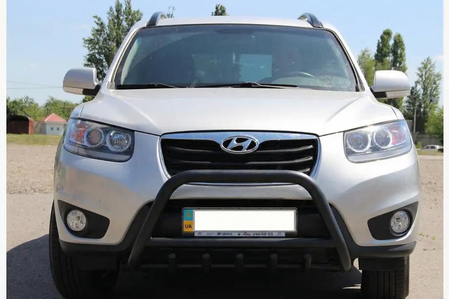 Hyundai Santa Fe 2 2006-2012 гг. Кенгурятник WT003 Черный (Нержавеющая сталь) Image