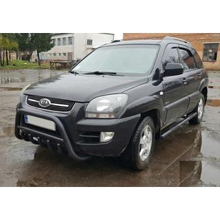 Кенгурятник WT003 Черный (Нержавеющая сталь) Kia Sportage 2004-2010 гг. фото 4