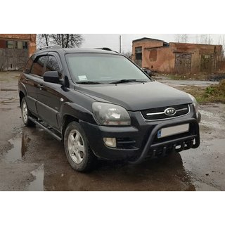 Кенгурятник WT003 Черный (Нержавеющая сталь) Kia Sportage 2004-2010 гг. фото 3