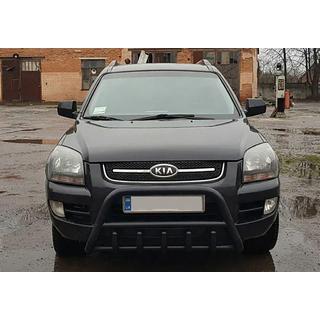 Кенгурятник WT003 Черный (Нержавеющая сталь) Kia Sportage 2004-2010 гг. фото 1