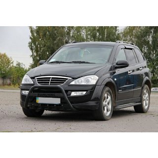 Кенгурятник WT004 Черный (Нержавейка) SsangYong Action 2005-2018 гг. фото 1