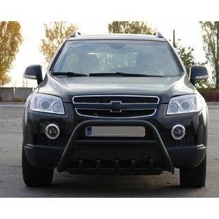 Передняя дуга WT003 Черная (нерж. сталь) Chevrolet Captiva 2006-2019 гг. фото 1