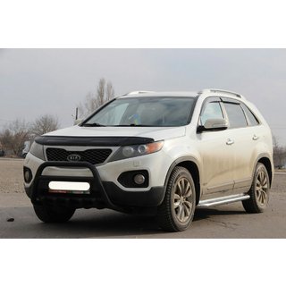 Кенгурятник WT003 Черный (Нержавеющая сталь) Kia Sorento II XM 2009-2014 гг. фото 2