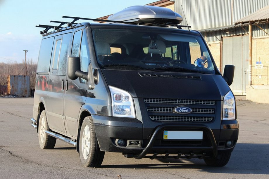 Ford Transit 2000–2014 гг. Кенгурятник WT003 Черный (2006-2014, Нержавеющая сталь) Image