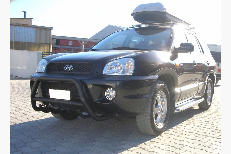 Hyundai Santa Fe 1 2000-2006 гг. Кенгурятник WT003 Черный (Нержавеющая сталь) Image