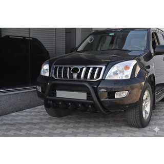 Низкий кенгурятник WT003 Черный (нержавейка) Toyota Land Cruiser Prado 120 2002-2009 гг. фото 1