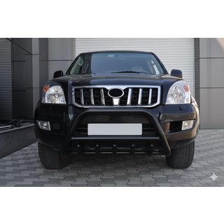 Низкий кенгурятник WT003 Черный (нержавейка) Toyota Land Cruiser Prado 120 2002-2009 гг. фото 4