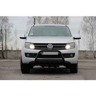 Кенгурятник WT003 Черный Нержавейка Volkswagen Amarok 2010-2022 гг. фото 1