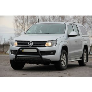 Кенгурятник WT003 Черный Нержавейка Volkswagen Amarok 2010-2022 гг. фото 3
